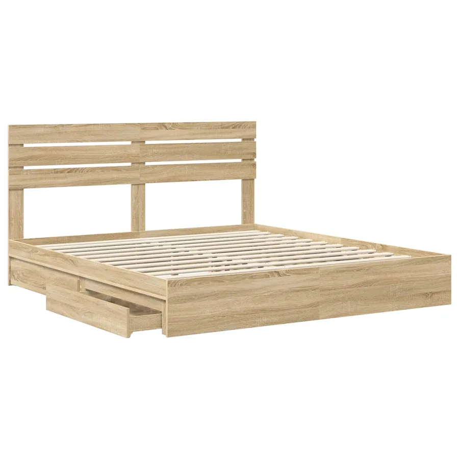 Lit de Rangement Chêne Sonoma 180 x 200 cm Bois d'ingénierie - 5
