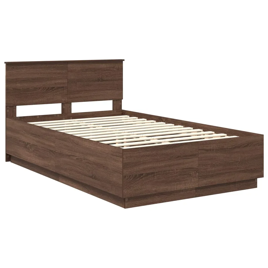 Cadre de lit Chêne brun 135 x 190 cm Bois d'ingénierie - 4