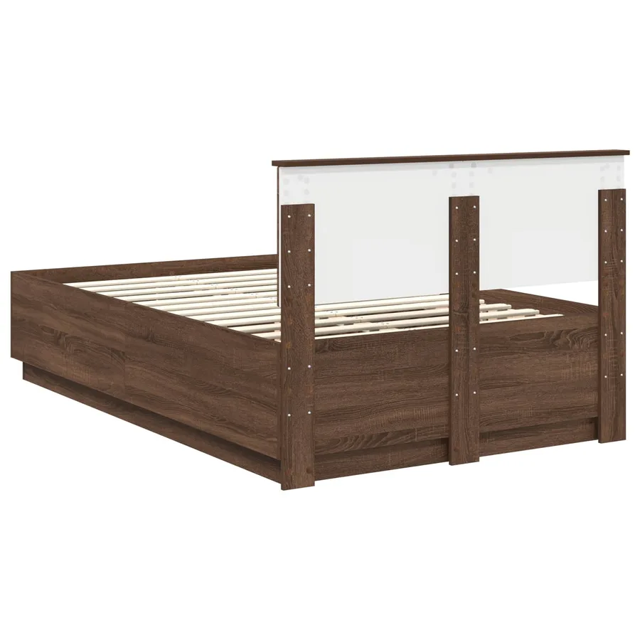 Cadre de lit Chêne brun 135 x 190 cm Bois d'ingénierie - 9