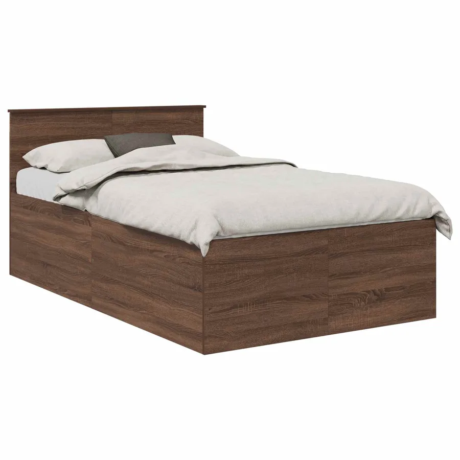Cadre de lit Chêne brun 135 x 190 cm Bois d'ingénierie - 2
