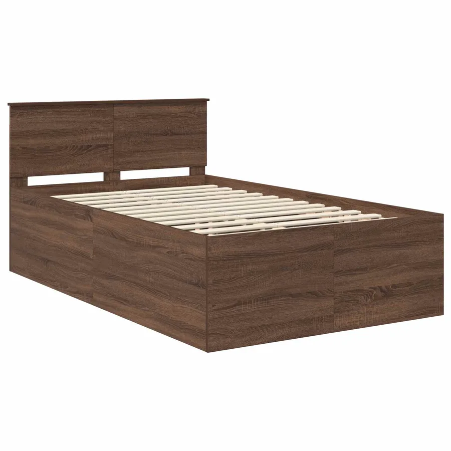 Cadre de lit Chêne brun 135 x 190 cm Bois d'ingénierie - 4