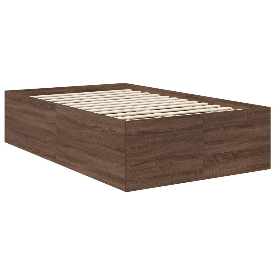 Cadre de lit Chêne brun 135 x 190 cm Bois d'ingénierie - 5