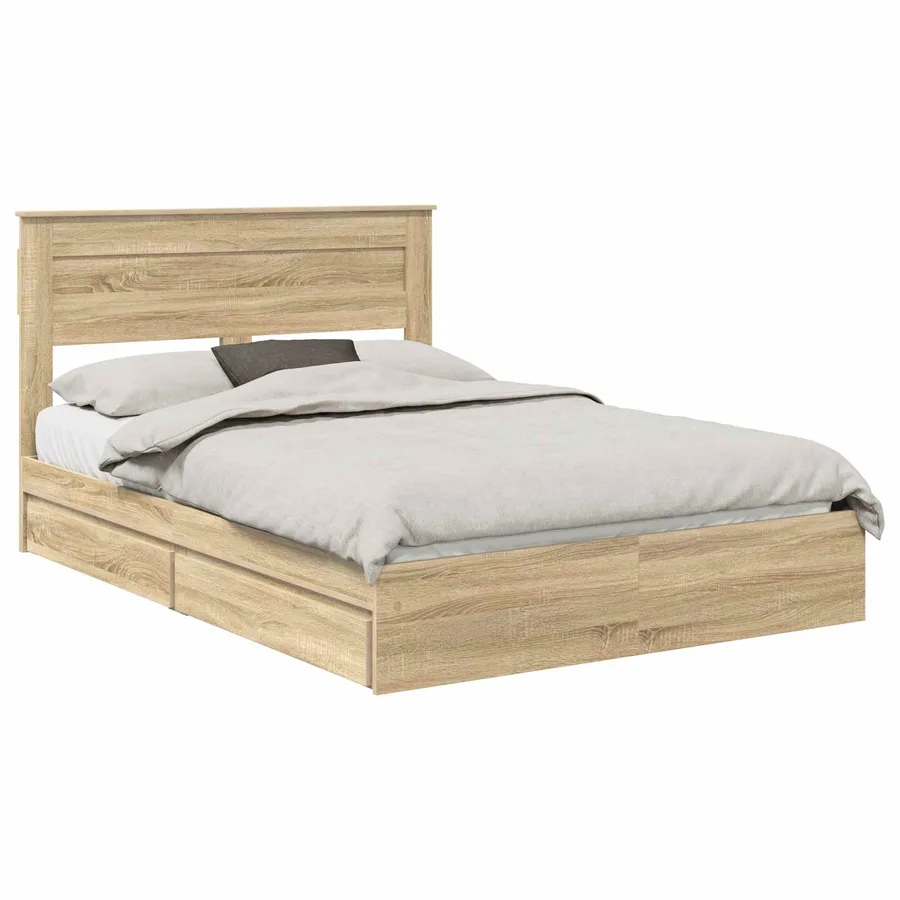 Lit de Rangement Chêne Sonoma 160 x 200 cm Bois d'ingénierie - 2