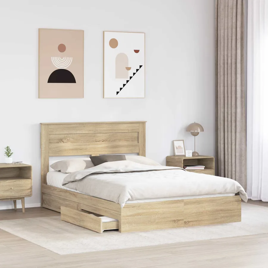 Lit de Rangement Chêne Sonoma 160 x 200 cm Bois d'ingénierie - 3