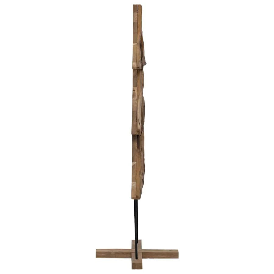 Sapin de Noël avec support Marron 90 cm Bois de teck solide - 4