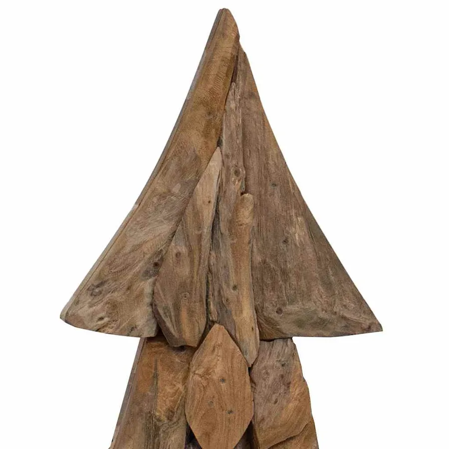 Sapin de Noël avec support Marron 90 cm Bois de teck solide - 6