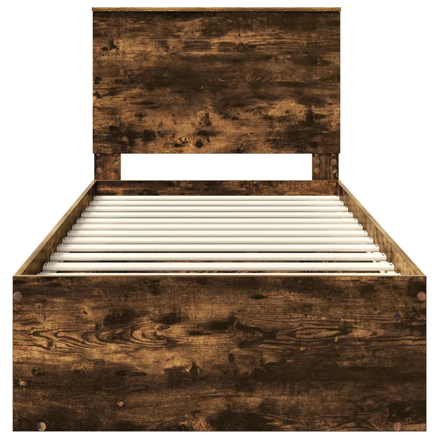 Cadre de lit Chêne fumé 100 x 200 cm Bois de pin massif - 7