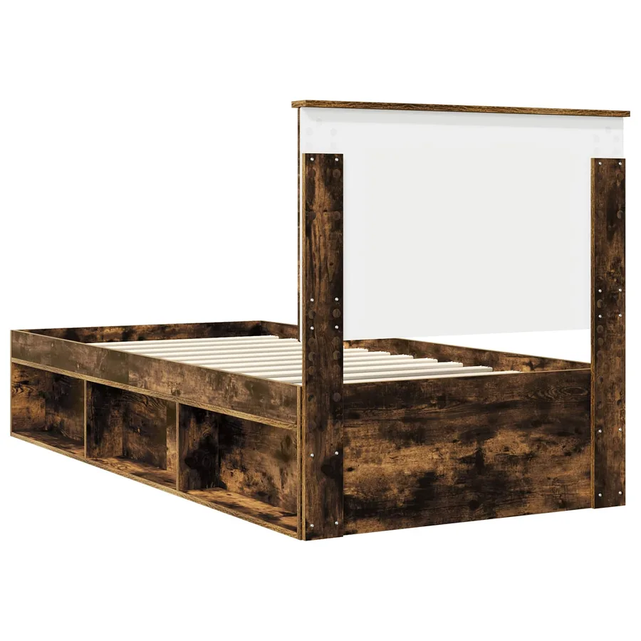 Cadre de lit Chêne fumé 100 x 200 cm Bois de pin massif - 9
