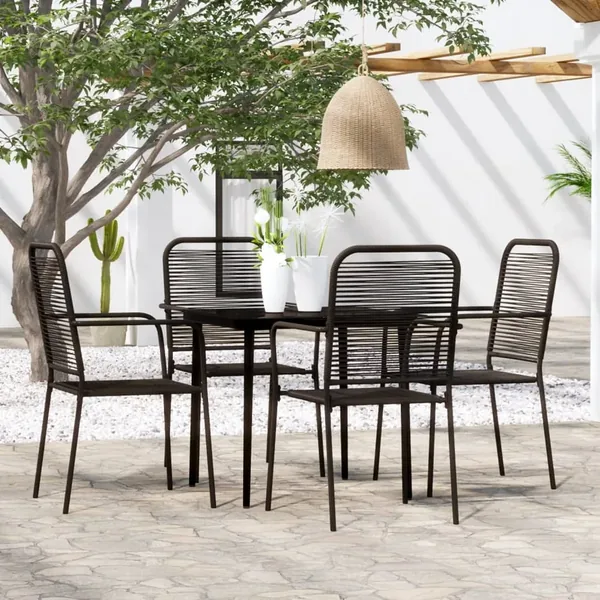 Ensemble à manger de jardin 5 pcs Noir