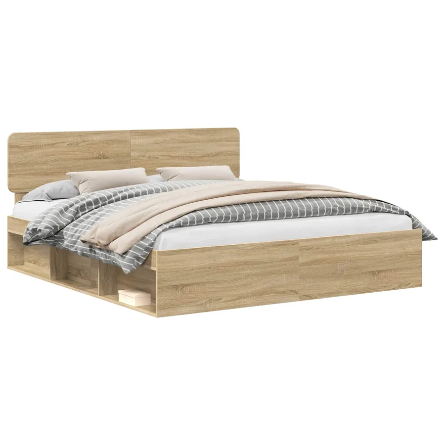 Cadre de lit avec tête de lit Sonoma 200 x 200 cm Pin massif - 2