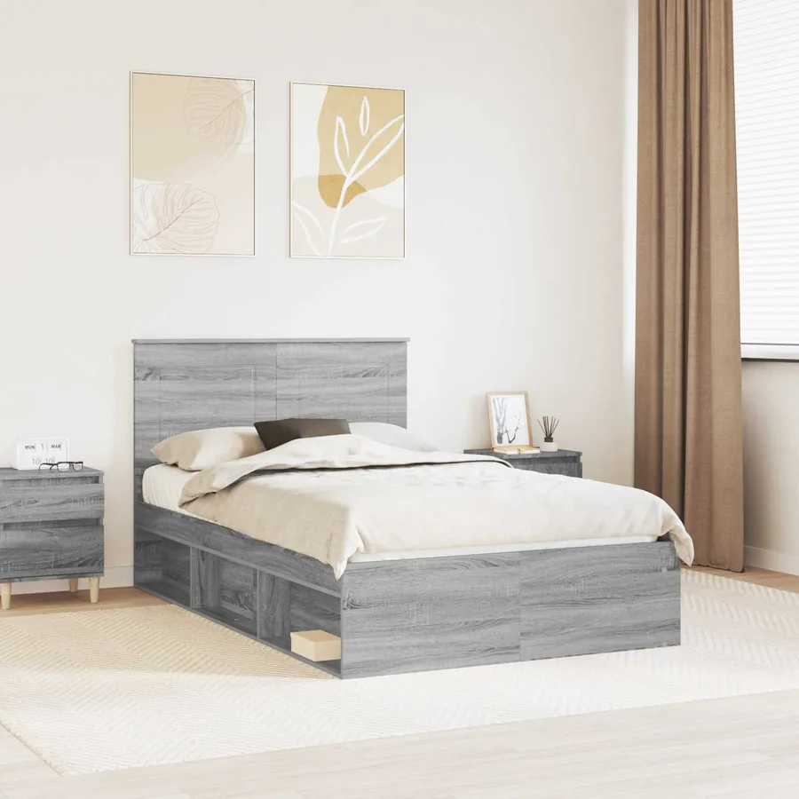 Cadre de lit Gris Sonoma 120 x 190 cm Bois de pin massif