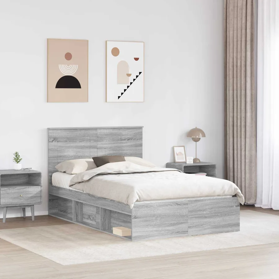 Cadre de lit Gris Sonoma 120 x 190 cm Bois de pin massif - 3