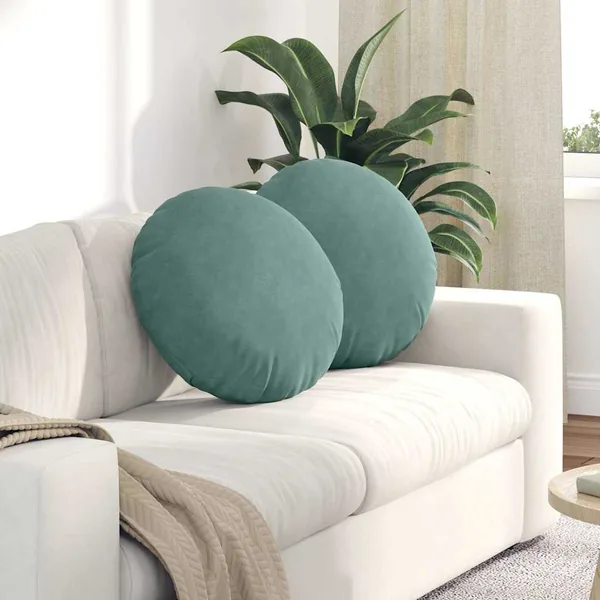 Coussins de siège 2 pcs Vert Mer Ø50 x 19 cm Velours