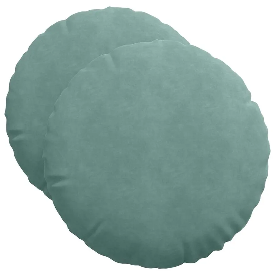 Coussins de siège 2 pcs Vert Mer Ø50 x 19 cm Velours - 2