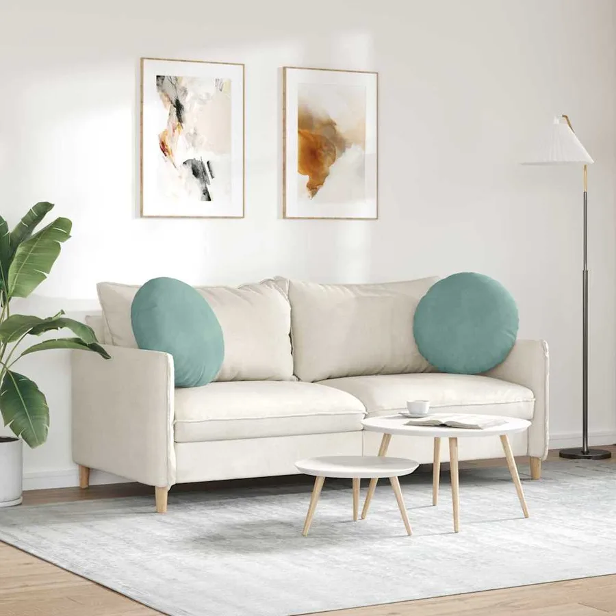Coussins de siège 2 pcs Vert Mer Ø50 x 19 cm Velours - 4
