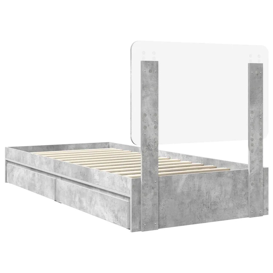 Lit de Rangement Gris béton 75 x 190 cm Bois d'ingénierie - 10