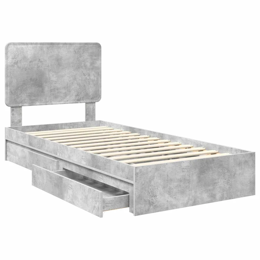 Lit de Rangement Gris béton 75 x 190 cm Bois d'ingénierie - 5