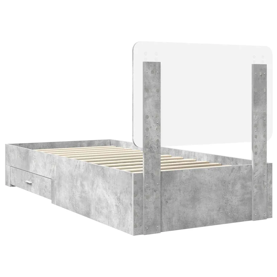Cadre de lit Gris béton 70 x 190 cm Bois d'ingénierie - 9