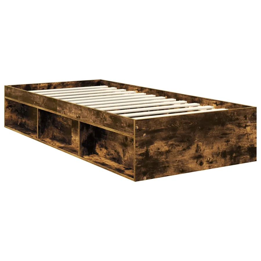 Cadre de lit Chêne fumé 90 x 200 cm Bois de pin massif - 5