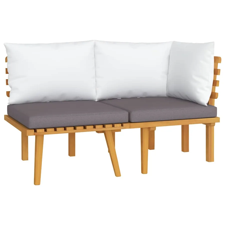 Salon de jardin 2 pcs avec coussins Bois d'acacia solide - 2