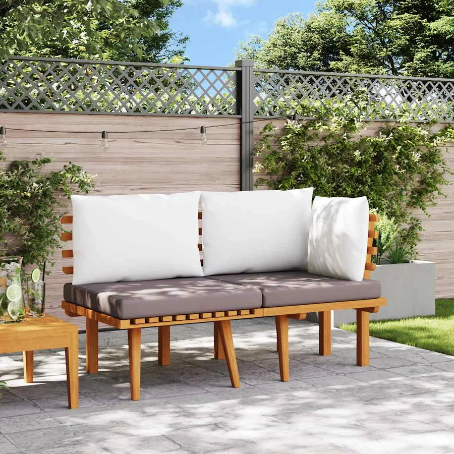 Salon de jardin 2 pcs avec coussins Bois d'acacia solide - 3