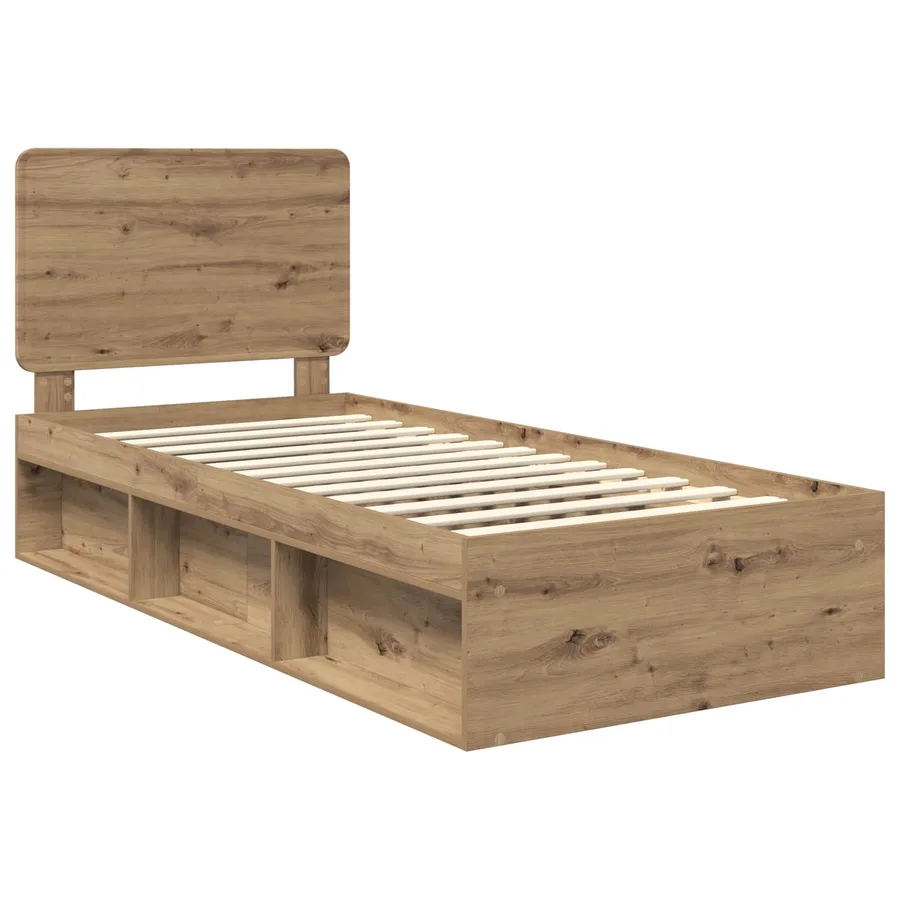 Cadre de lit Chêne artisan 100 x 200 cm Bois de pin massif - 4