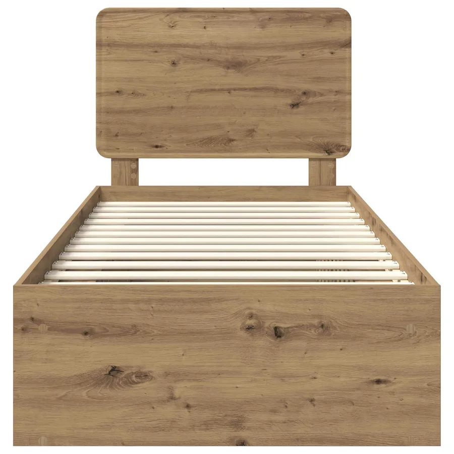 Cadre de lit Chêne artisan 100 x 200 cm Bois de pin massif - 7