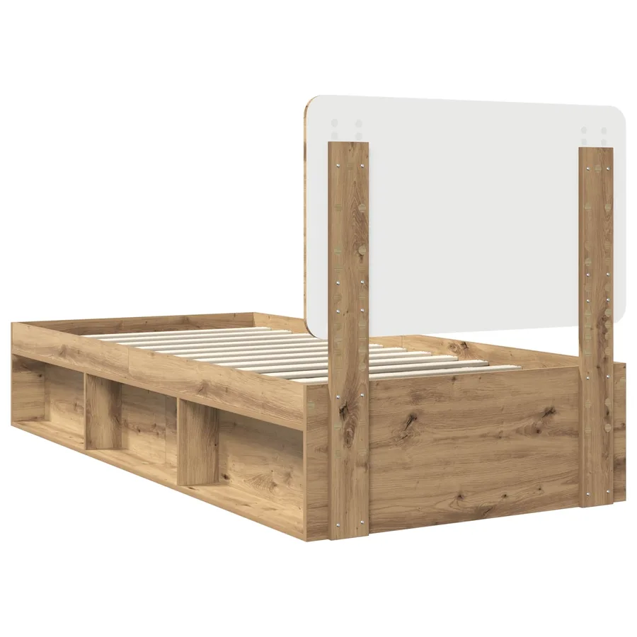 Cadre de lit Chêne artisan 100 x 200 cm Bois de pin massif - 9