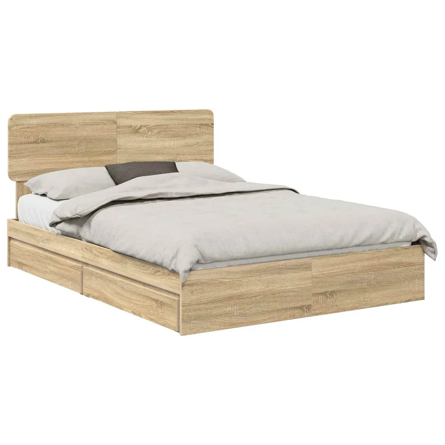 Lit de Rangement Chêne Sonoma 160 x 200 cm Bois d'ingénierie - 2