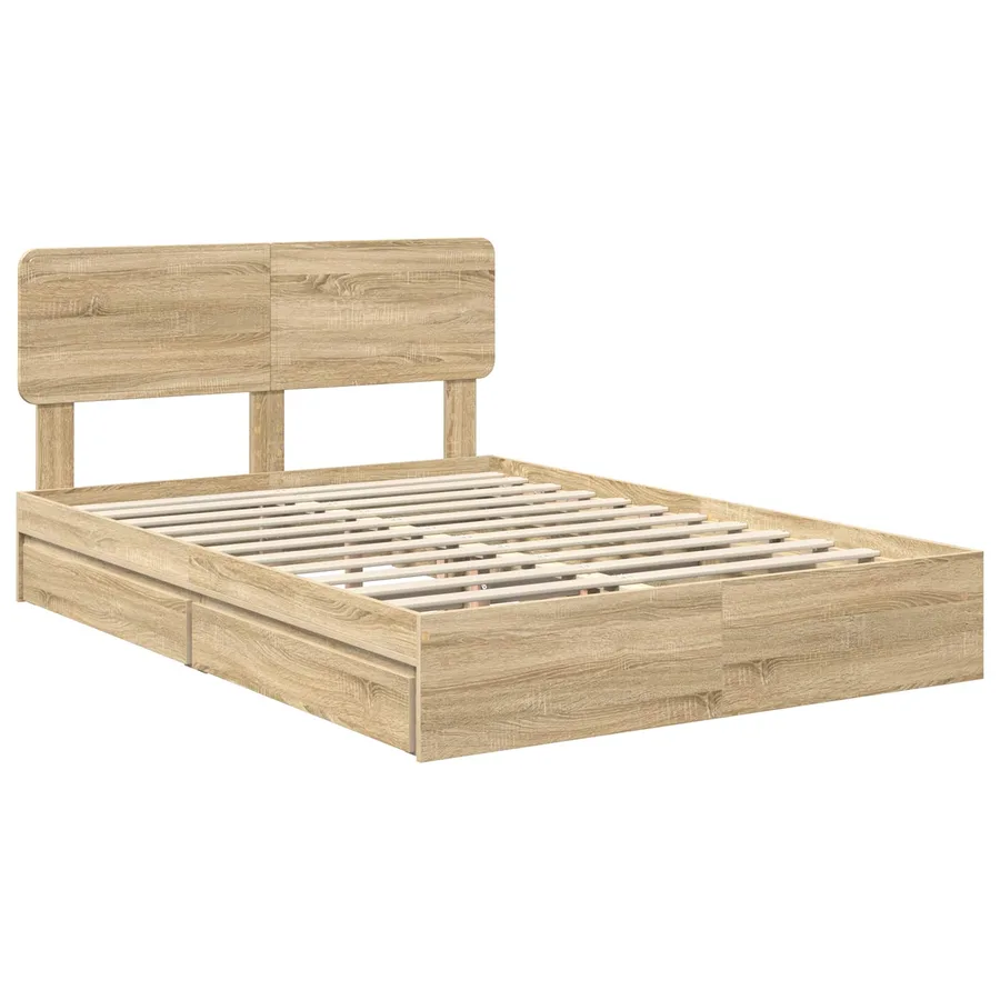 Lit de Rangement Chêne Sonoma 160 x 200 cm Bois d'ingénierie - 4