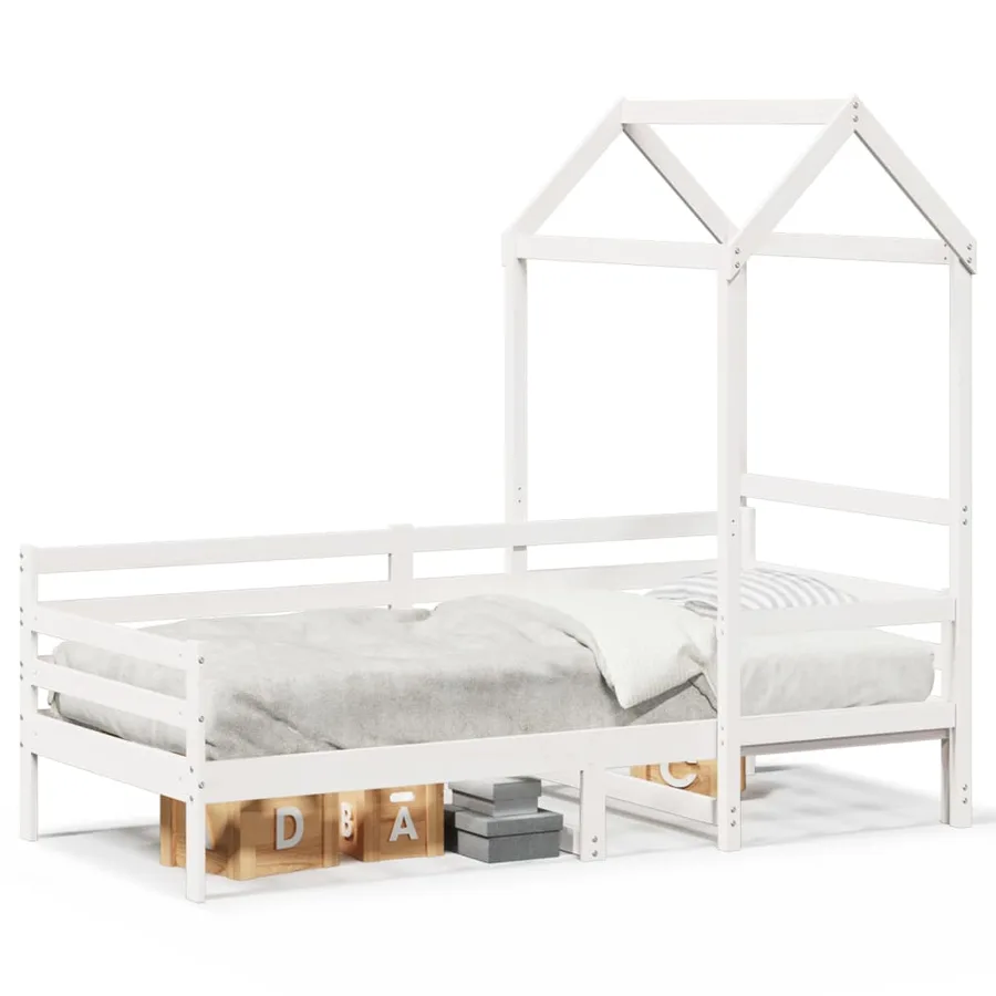 Lit de jour avec toit sans matelas blanc 80x200 cm bois massif - 2