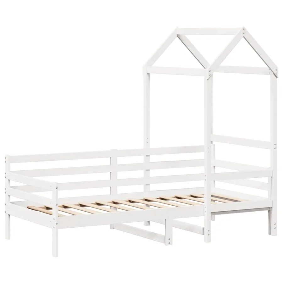 Lit de jour avec toit sans matelas blanc 80x200 cm bois massif - 3