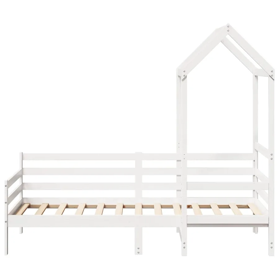 Lit de jour avec toit sans matelas blanc 80x200 cm bois massif - 4