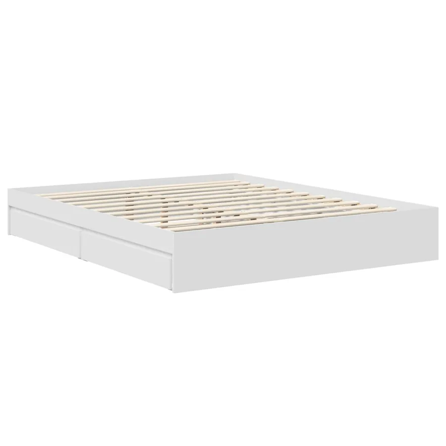 Lit de Rangement Blanc 160 x 200 cm Bois d'ingénierie - 6