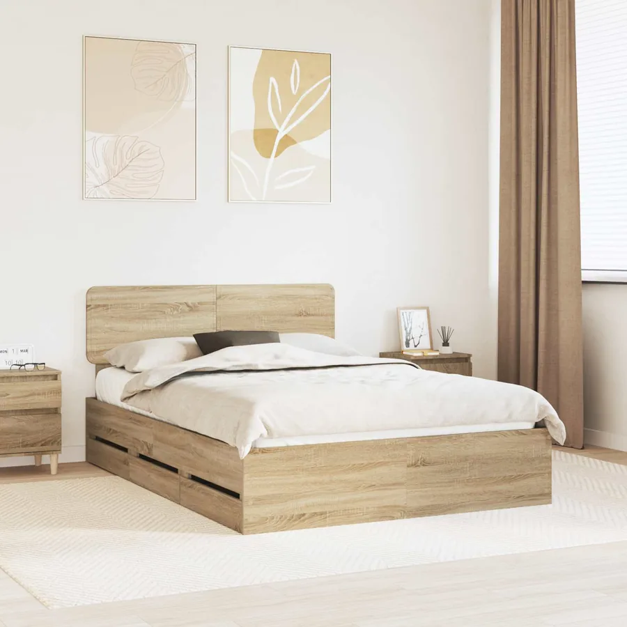 Cadre de lit Chêne Sonoma 160 x 200 cm Bois d’ingénierie