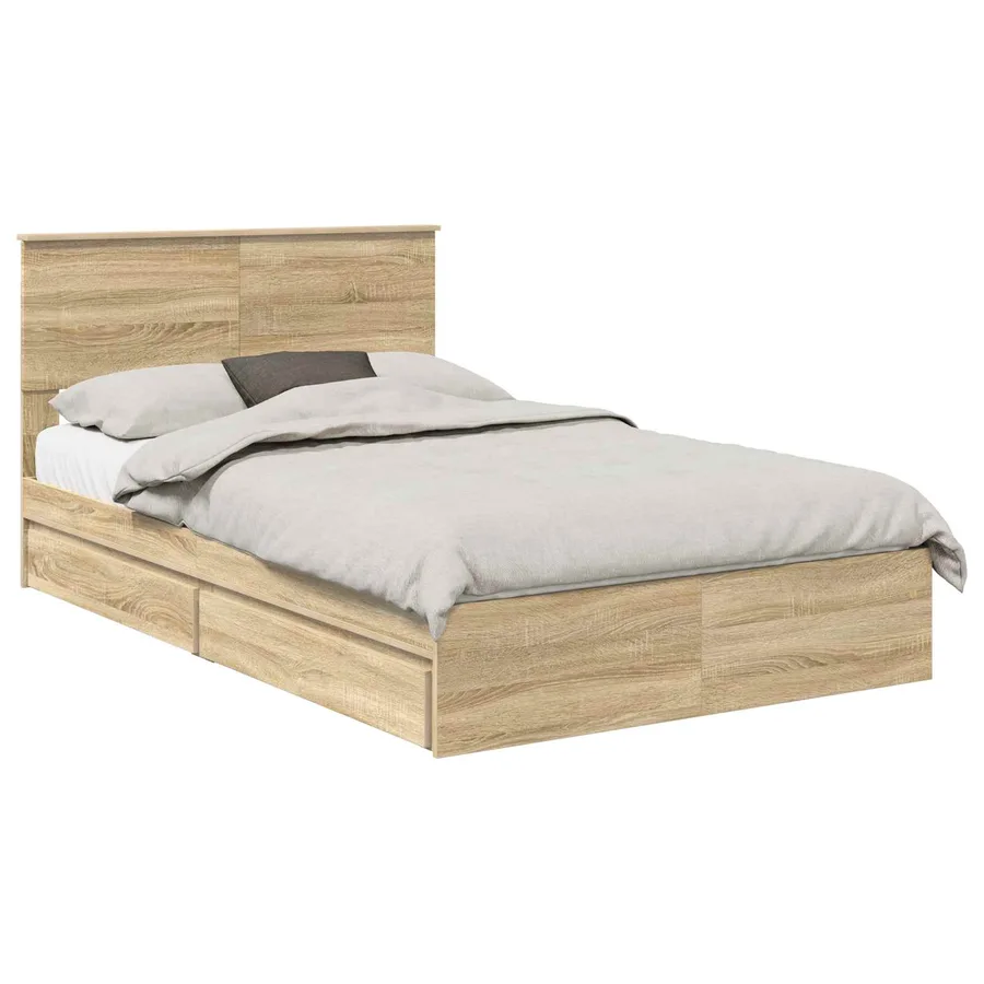 Lit de Rangement Chêne Sonoma 135 x 190 cm Bois d'ingénierie - 2
