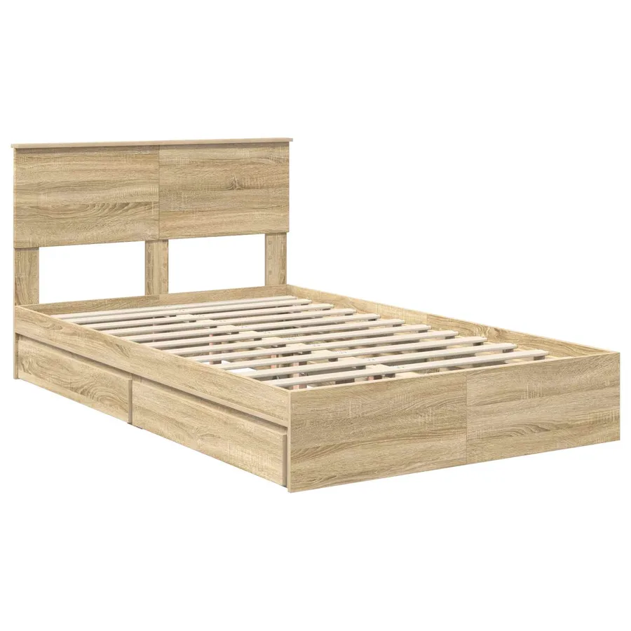 Lit de Rangement Chêne Sonoma 135 x 190 cm Bois d'ingénierie - 4