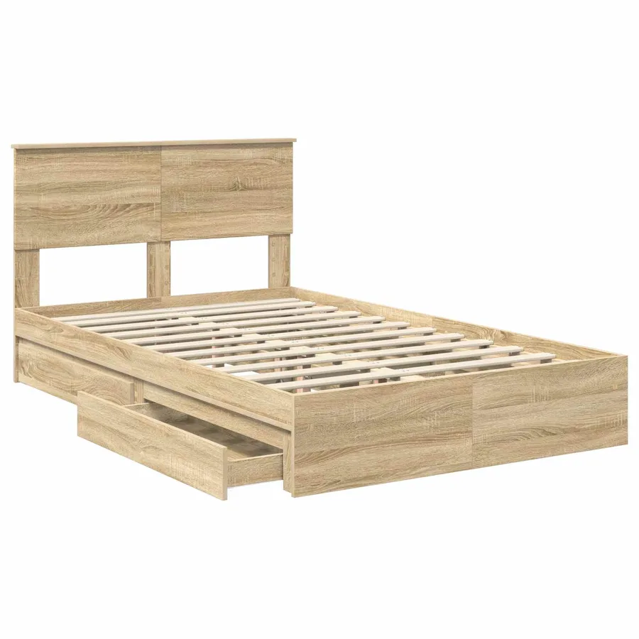 Lit de Rangement Chêne Sonoma 135 x 190 cm Bois d'ingénierie - 5