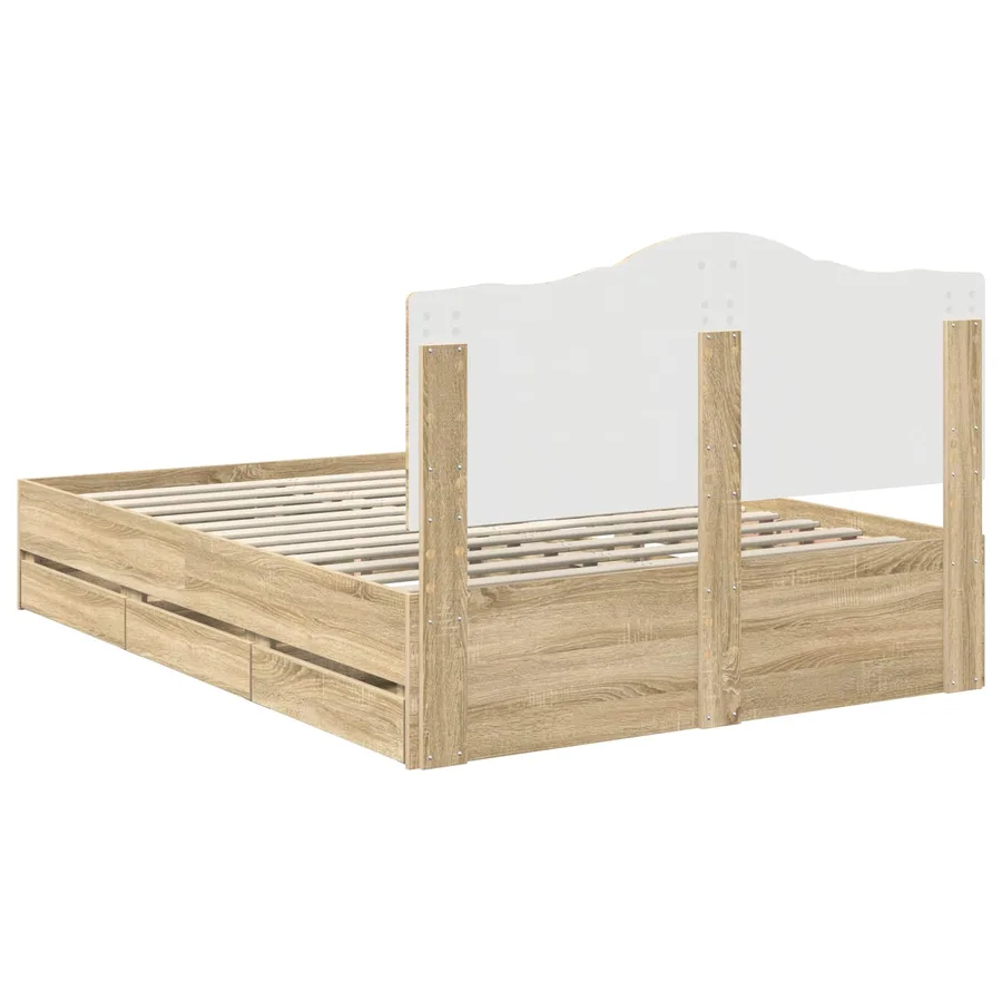 Cadre de lit Chêne Sonoma 140 x 200 cm Bois Ingénierie - 10