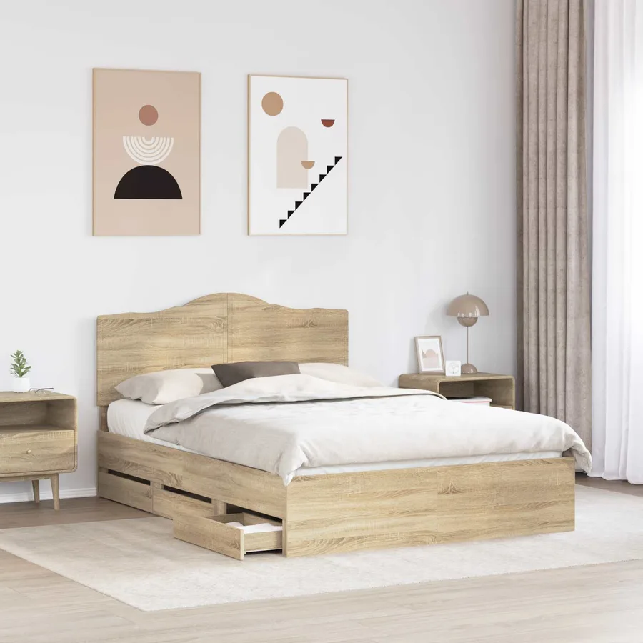 Cadre de lit Chêne Sonoma 140 x 200 cm Bois Ingénierie - 3
