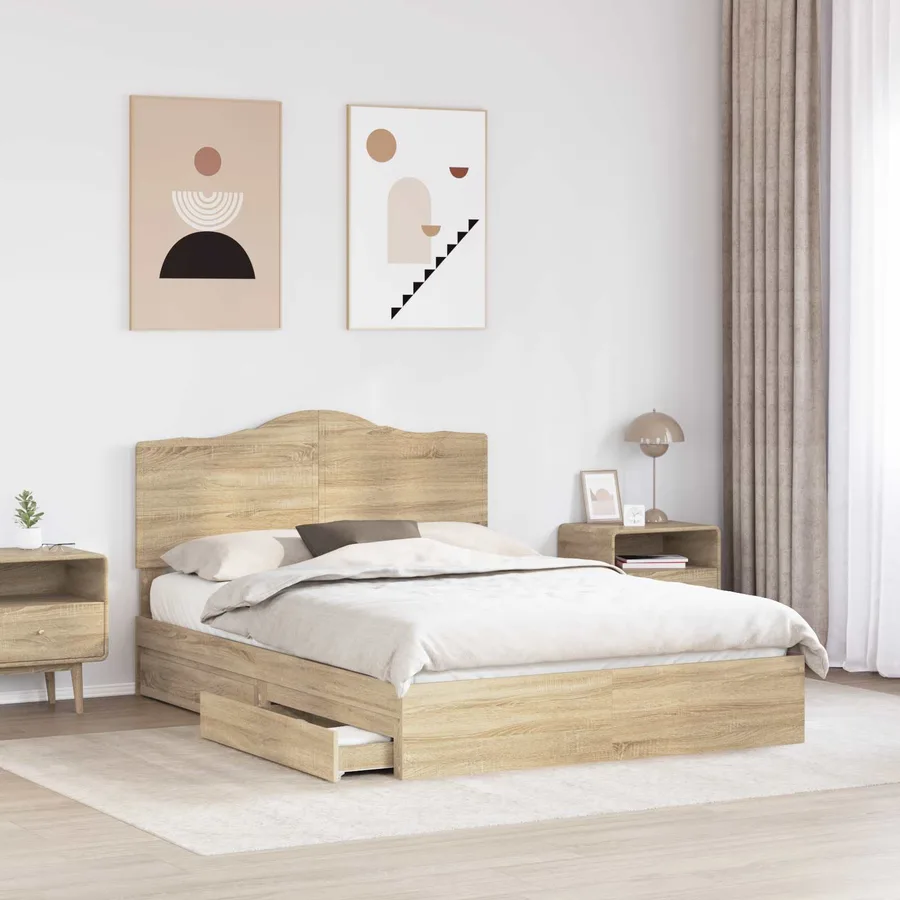 Lit de Rangement Chêne Sonoma 140 x 200 cm Bois d'ingénierie - 3