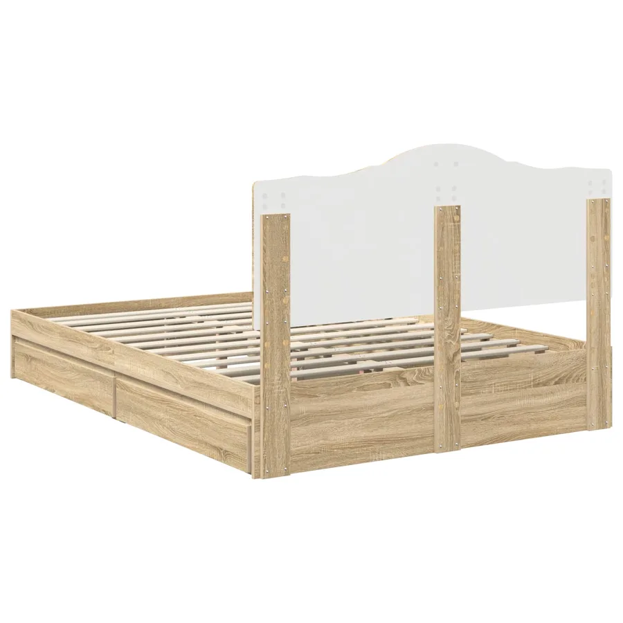 Lit de Rangement Chêne Sonoma 140 x 200 cm Bois d'ingénierie - 8