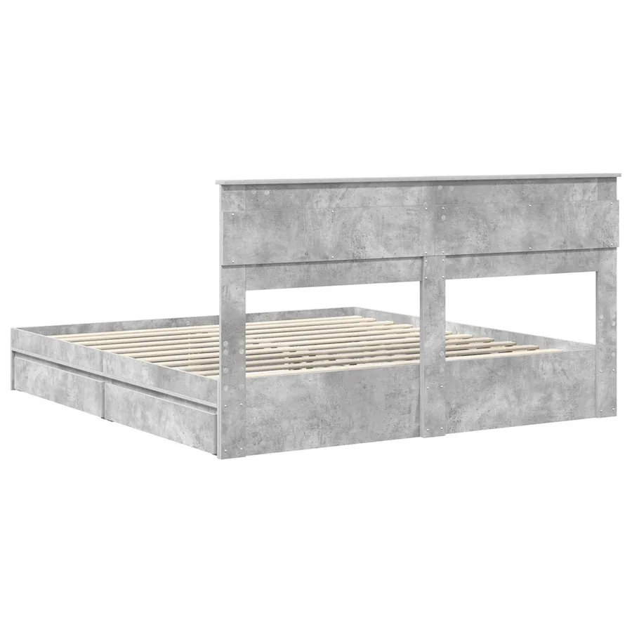 Lit de Rangement Gris béton 200 x 200 cm Bois d'ingénierie - 10