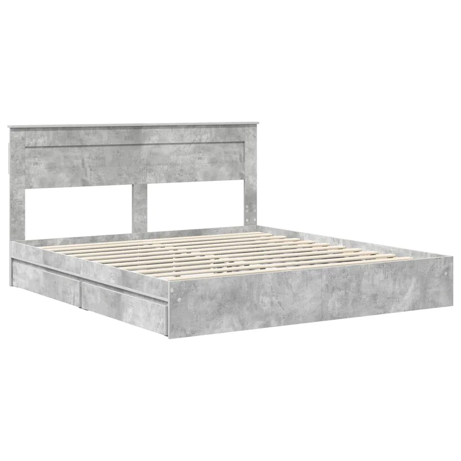 Lit de Rangement Gris béton 200 x 200 cm Bois d'ingénierie - 4