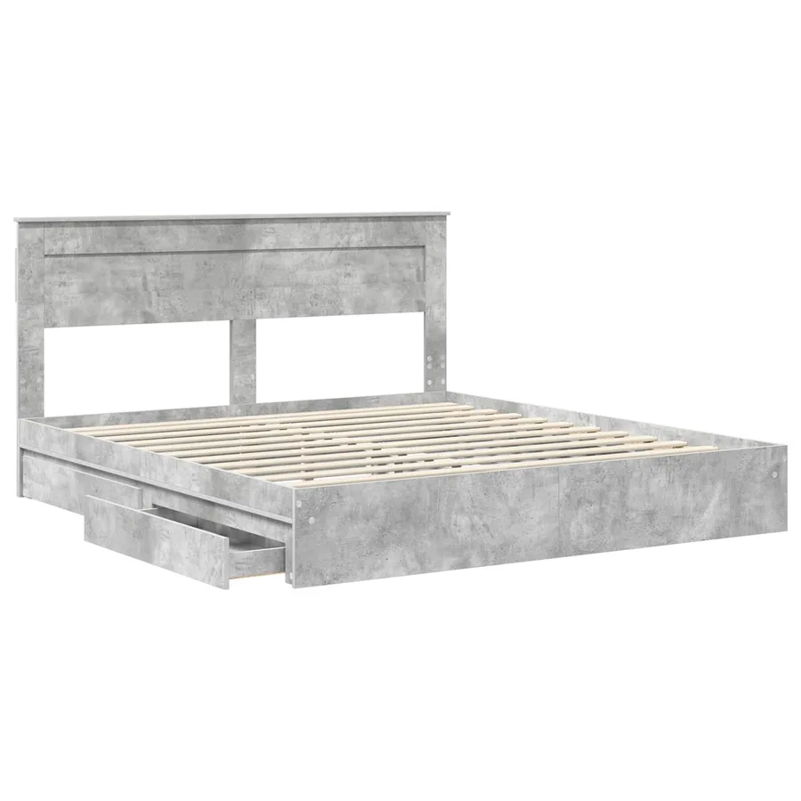 Lit de Rangement Gris béton 200 x 200 cm Bois d'ingénierie - 5