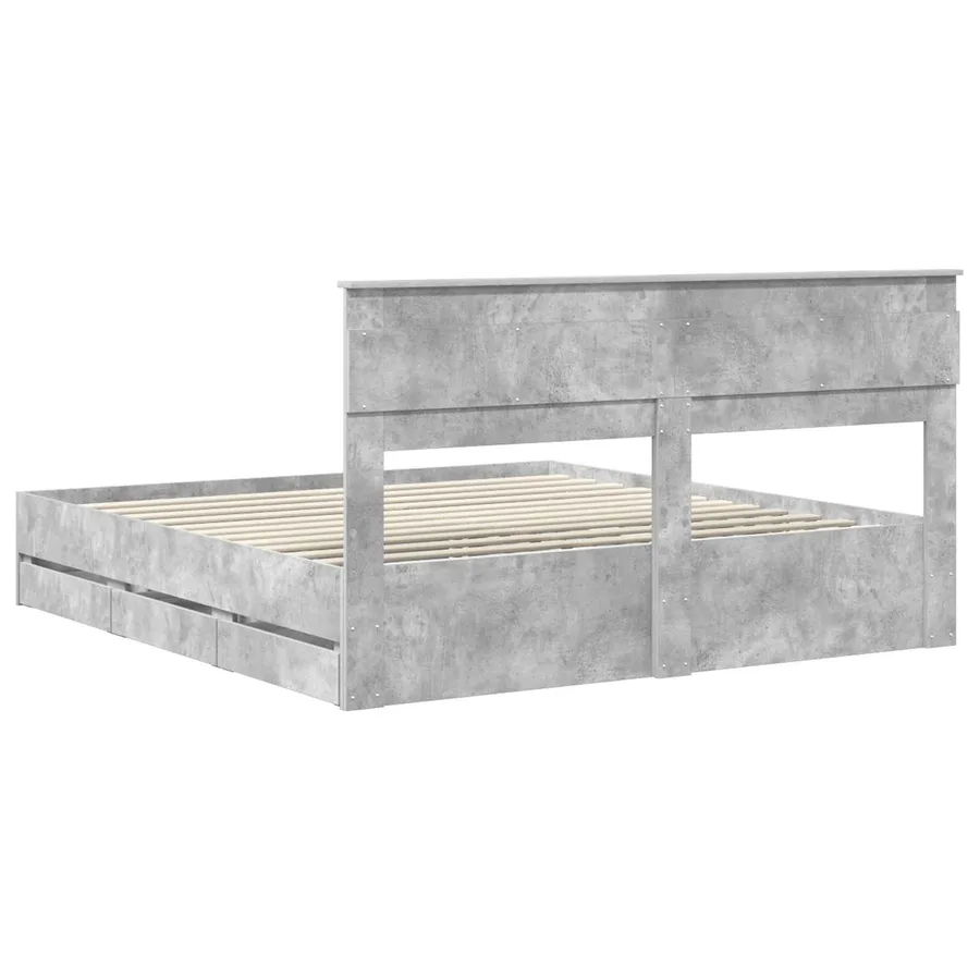 Cadre de lit Gris béton 200 x 200 cm Bois Ingénierie - 10
