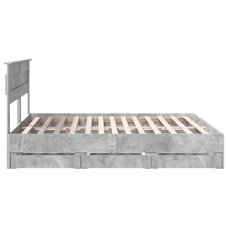 Cadre de lit Gris béton 200 x 200 cm Bois Ingénierie - 9