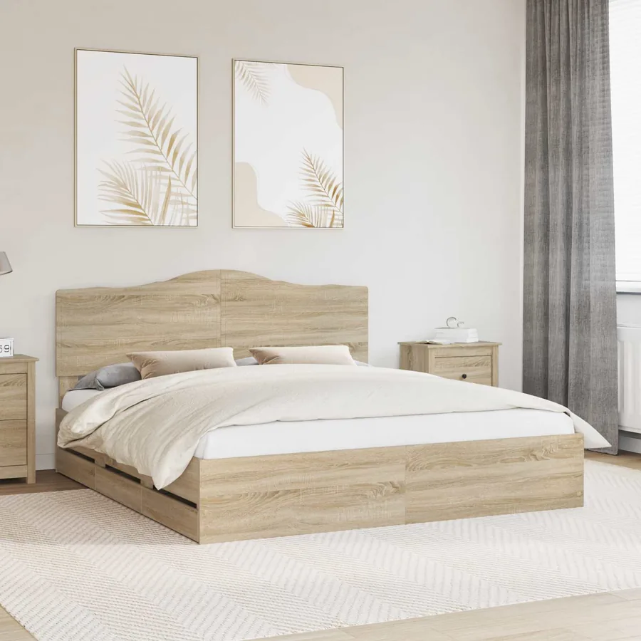 Cadre de lit Chêne Sonoma 200 x 200 cm Bois Ingénierie