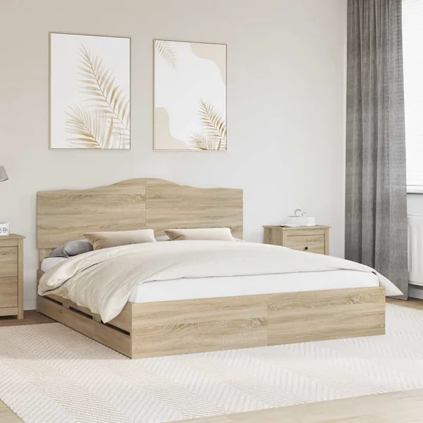 Cadre de lit Chêne Sonoma 200 x 200 cm Bois Ingénierie