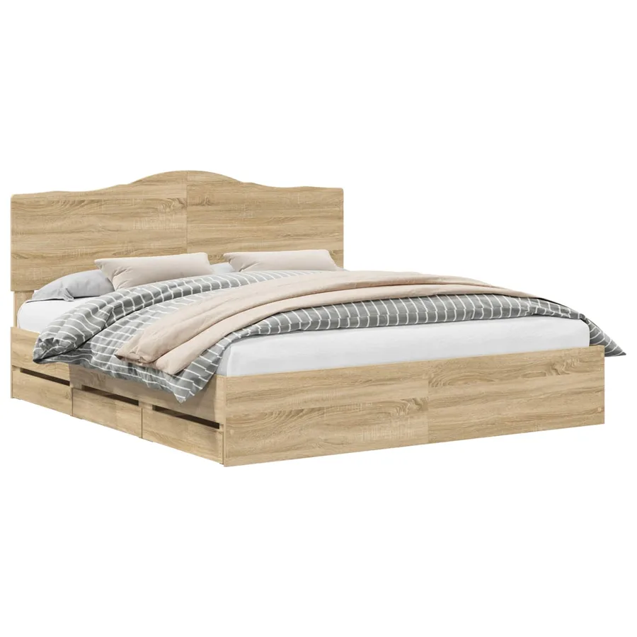 Cadre de lit Chêne Sonoma 200 x 200 cm Bois Ingénierie - 2